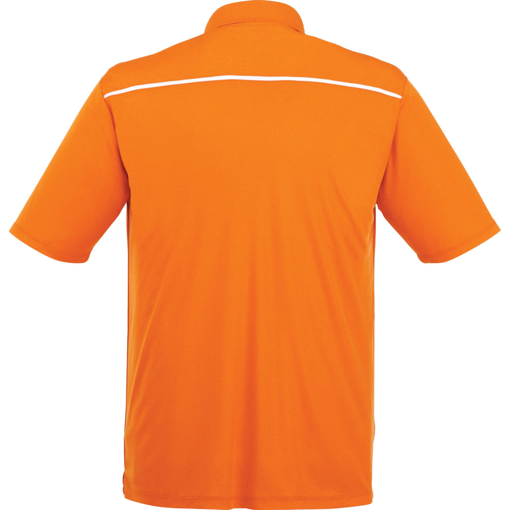 Albula Short Sleeve Polo with Contrast Collar for Men Laser Engraving - Saffron/White - Back Flat