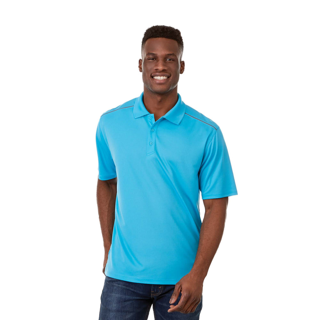 Albula Short Sleeve Polo with Contrast Collar for Men Transfer - Chill/Steel Grey - Front On Model