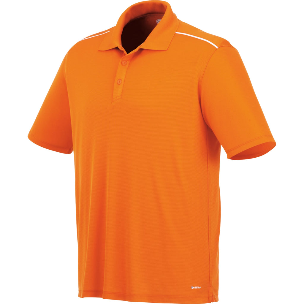 Albula Short Sleeve Polo with Contrast Collar for Men Transfer - Saffron/White - Flat