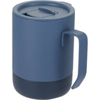 Alexander Vacuum Tumbler with Handle and Slider Lid, 14 oz Laser Engraving - Midnight Blue - Left Angle