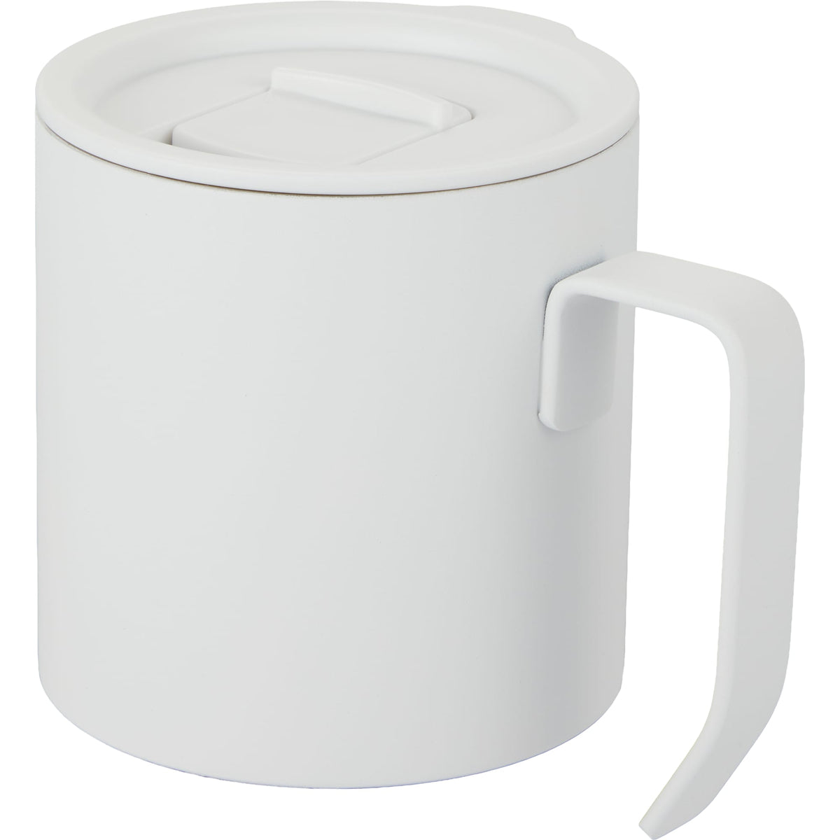 Alexander Vacuum Tumbler with Handle and Slider Lid, 14 oz Laser Engraving - White - Left Angle