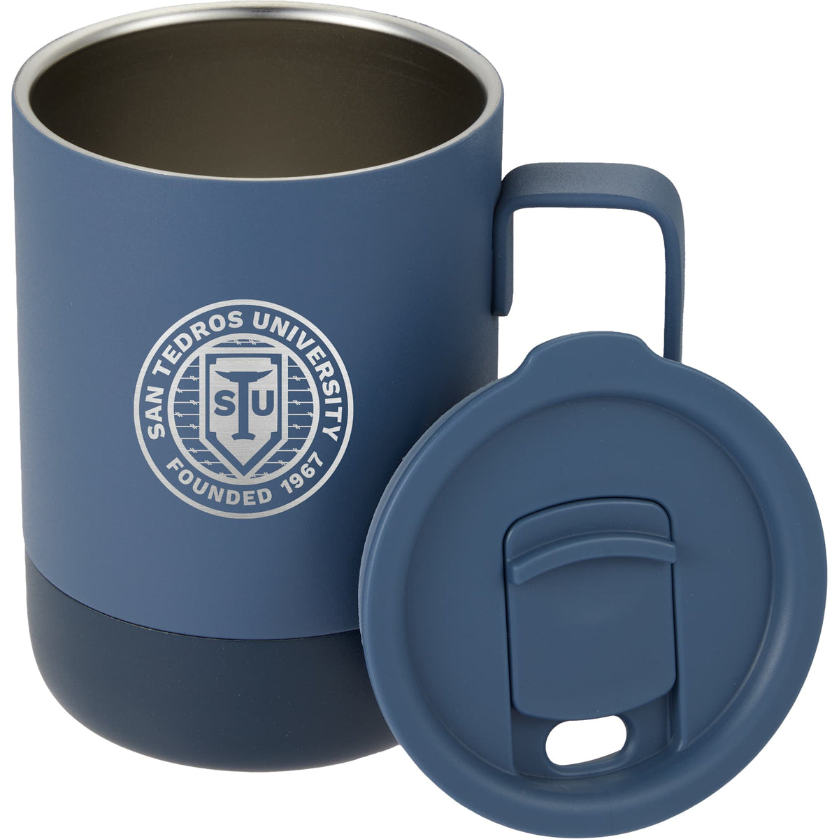 Alexander Vacuum Tumbler with Handle and Slider Lid, 14 oz - Midnight Blue - Detail
