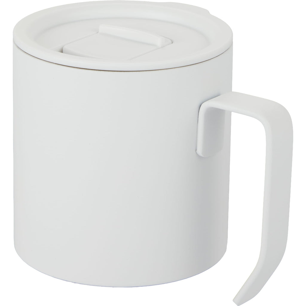 Alexander Vacuum Tumbler with Handle and Slider Lid, 14 oz - White - Left Angle