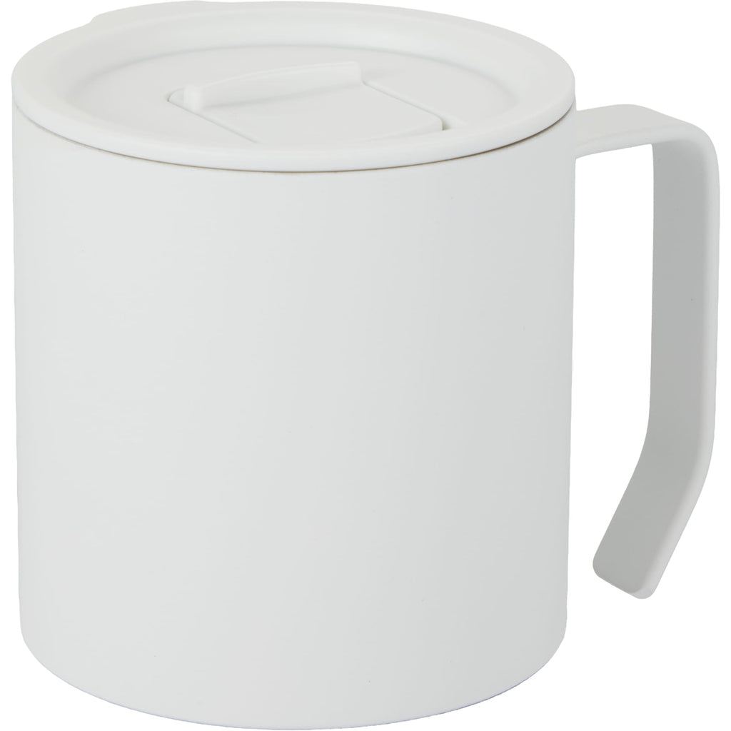 Alexander Vacuum Tumbler with Handle and Slider Lid, 14 oz - White - Right Angle