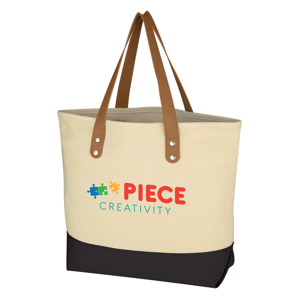 Alison Cotton Tote Bag, 12 oz Embroidery - Natural with Black - Colorbrite