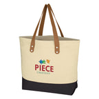 Alison Cotton Tote Bag, 12 oz Embroidery - Natural with Black - Embroidery