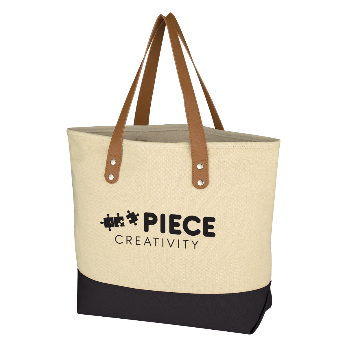 Alison Cotton Tote Bag, 12 oz Embroidery - Natural with Black - Silk Screen