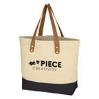 Alison Cotton Tote Bag, 12 oz Embroidery - Natural with Black - Silk Screen