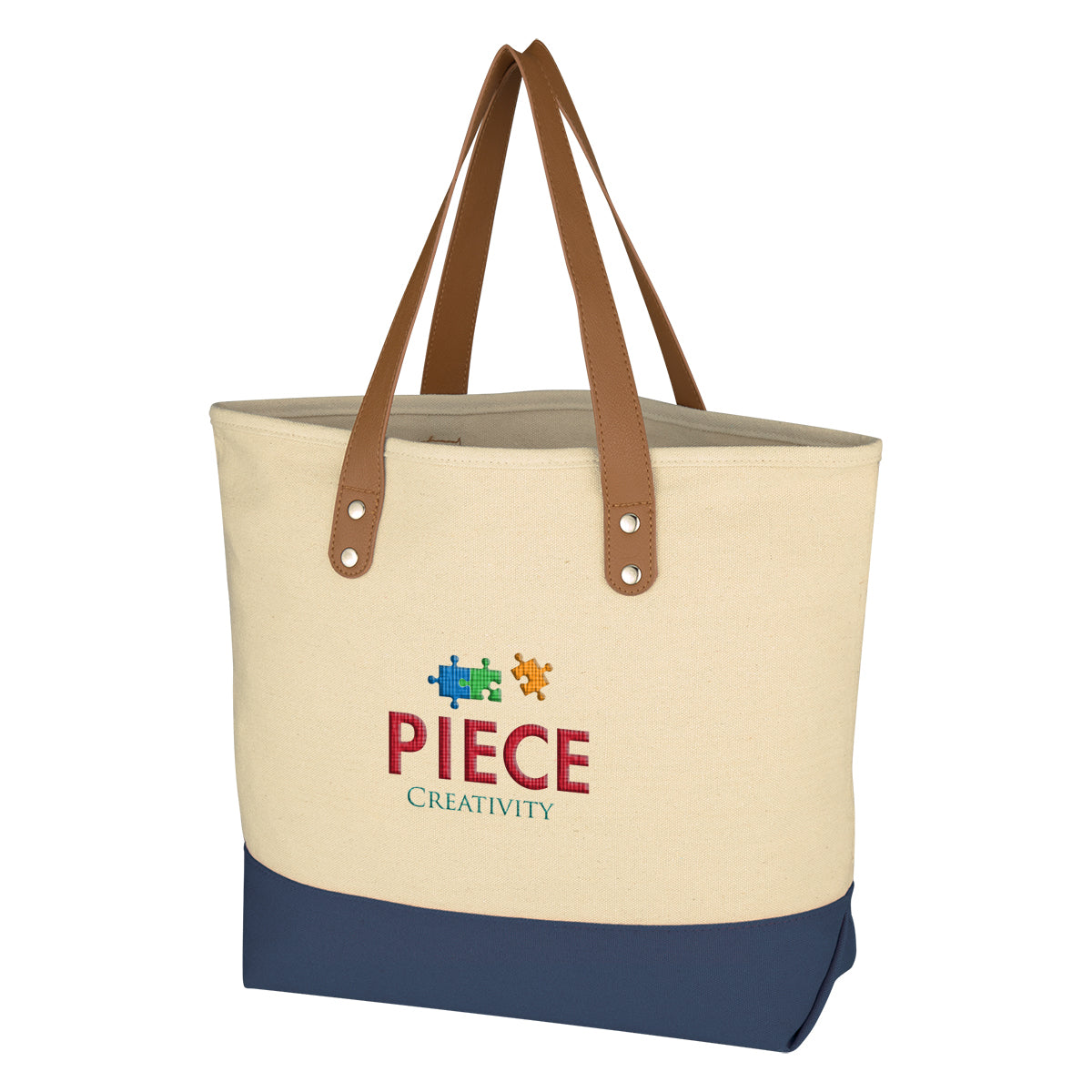 Alison Cotton Tote Bag, 12 oz Embroidery - Navy - Embroidery
