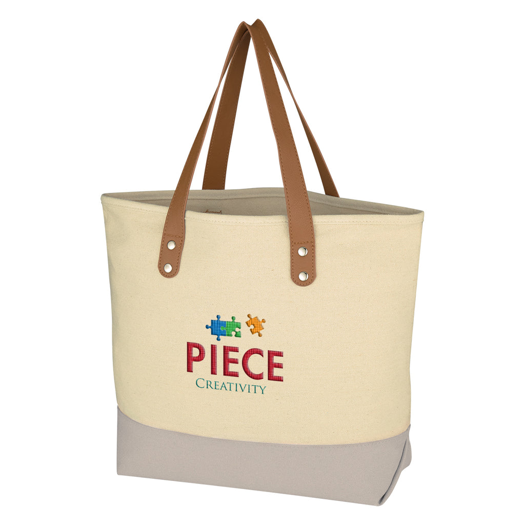 Alison Cotton Tote Bag, 12 oz - Gray - Embroidery