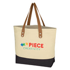 Alison Cotton Tote Bag, 12 oz - Natural with Black - Colorbrite