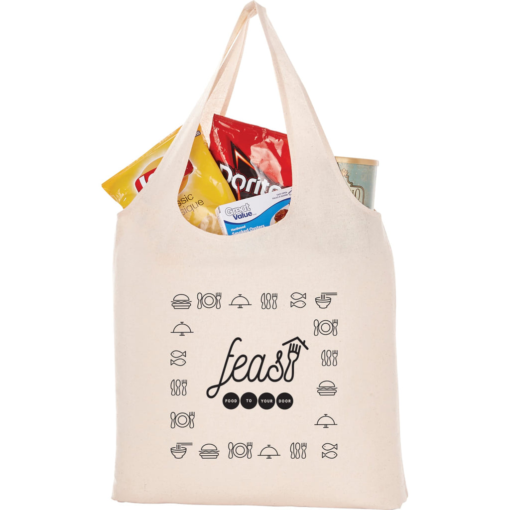 All-Purpose Cotton Canvas Shopping Tote, 5 oz Full Color - Natural - Front 2