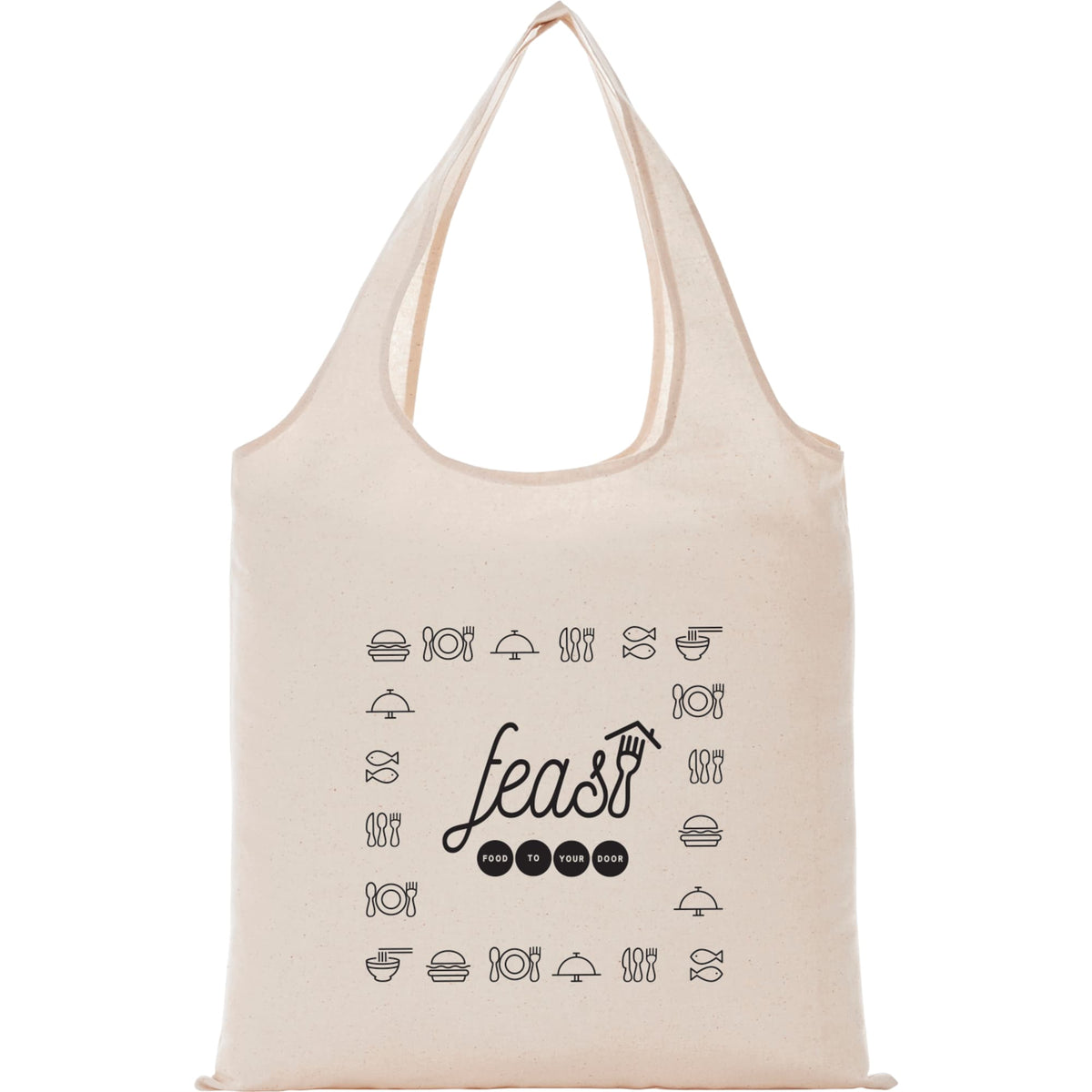 All-Purpose Cotton Canvas Shopping Tote, 5 oz Full Color - Natural - Front