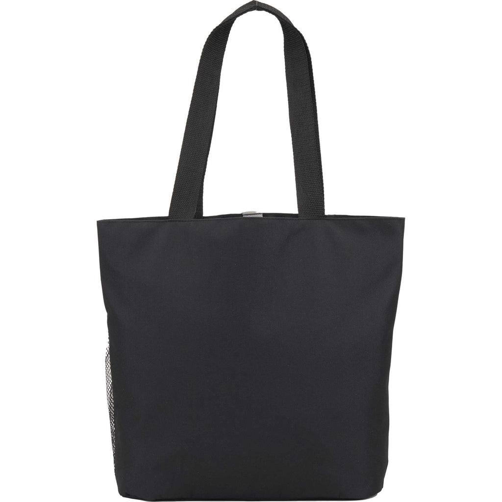 All-Purpose Tote with Bottle Pocket in Recycled PET Embroidery - Black - Back