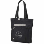 All-Purpose Tote with Bottle Pocket in Recycled PET Embroidery - Black - Left Angle