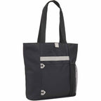 All-Purpose Tote with Bottle Pocket in Recycled PET Embroidery - Black - Right Angle 2