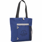 All-Purpose Tote with Bottle Pocket in Recycled PET Embroidery - Navy - Right Angle