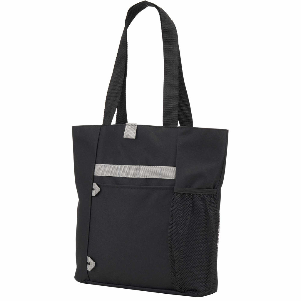 All-Purpose Tote with Bottle Pocket in Recycled PET Full Color - Black - Left Angle 2