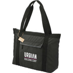 All-Weather Recycled Tote with Laptop Sleeve Embroidery - Black - Left Angle