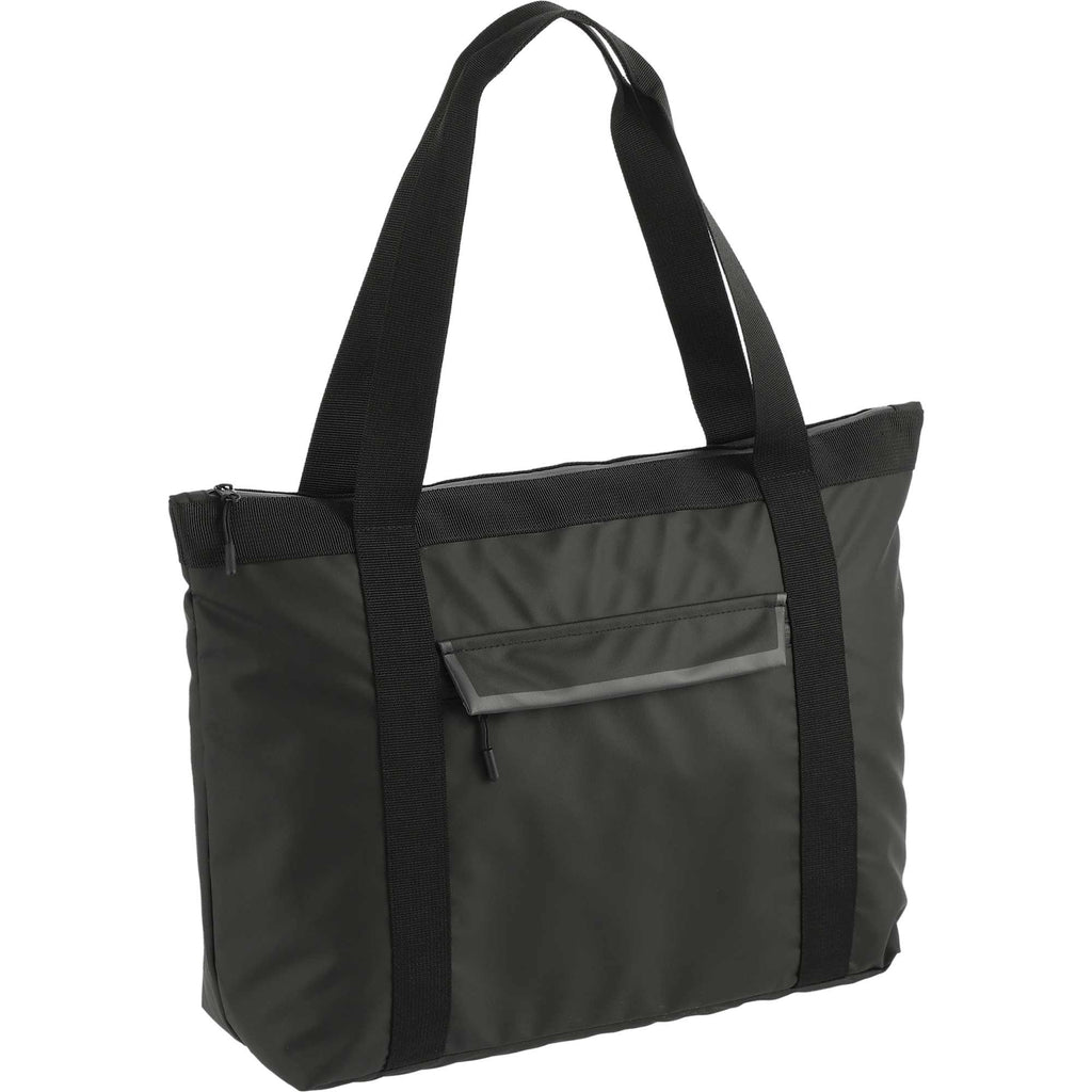 All-Weather Recycled Tote with Laptop Sleeve Embroidery - Black - Right Angle 3
