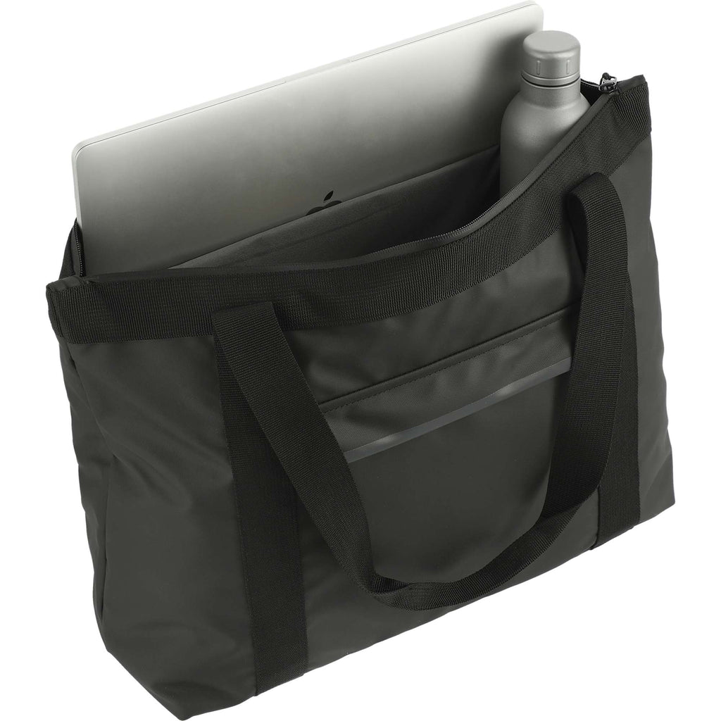 All-Weather Recycled Tote with Laptop Sleeve Embroidery - Black - Right Angle 4