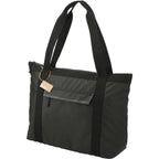 All-Weather Recycled Tote with Laptop Sleeve Transfer - Black - Left Angle 2