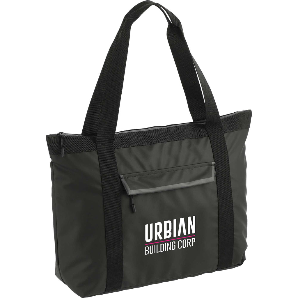 All-Weather Recycled Tote with Laptop Sleeve Transfer - Black - Right Angle