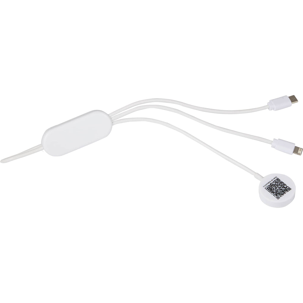 Allcord 5-in-1 Cable with Apple Watch Charger, 14 Inch - White - Back 2