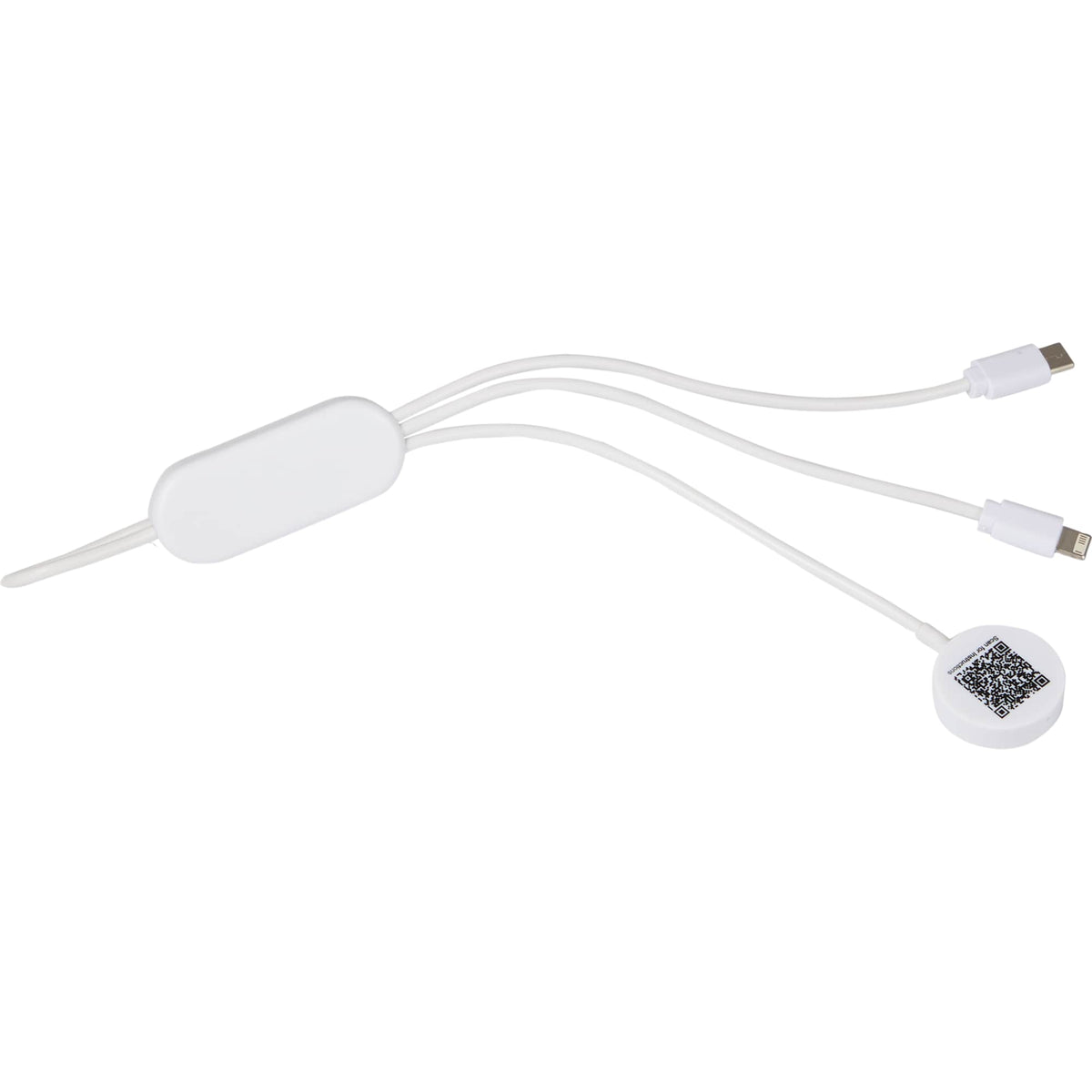 Allcord 5-in-1 Cable with Apple Watch Charger, 14 Inch - White - Back 2