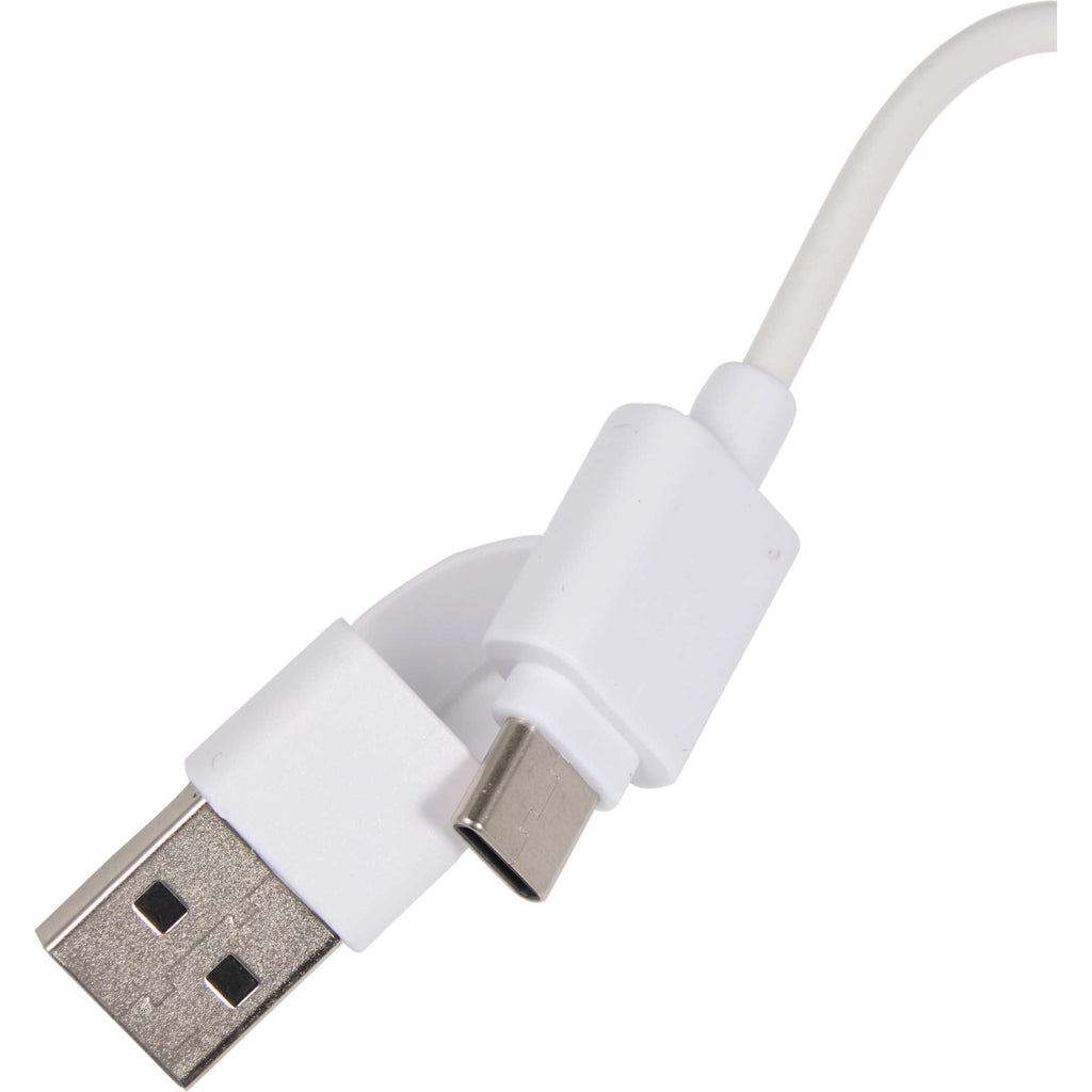 Allcord 5-in-1 Cable with Apple Watch Charger, 14 Inch - White - Detail Dual Usb 3