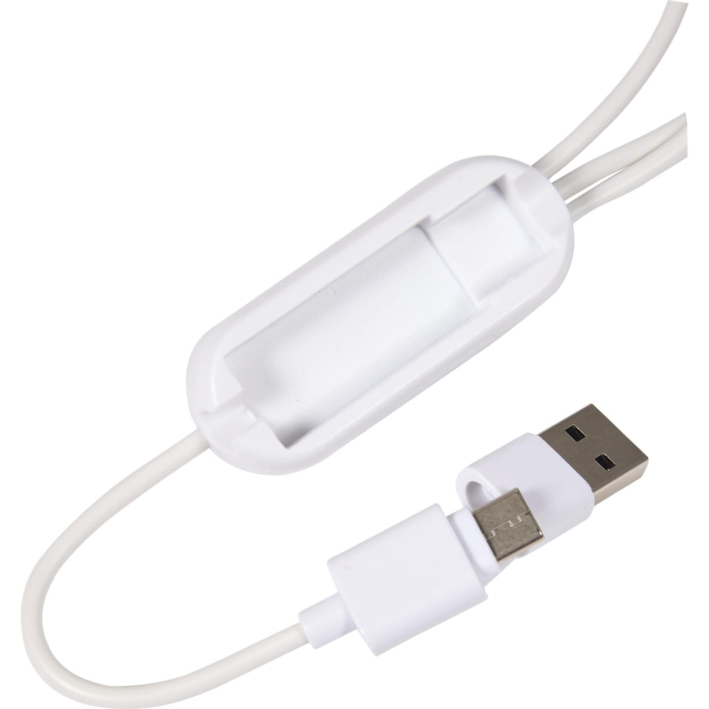 Allcord 5-in-1 Cable with Apple Watch Charger, 14 Inch - White - Detail Dual Usb