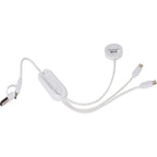 Allcord 5-in-1 Cable with Apple Watch Charger, 14 Inch - White - Front Dual Usb