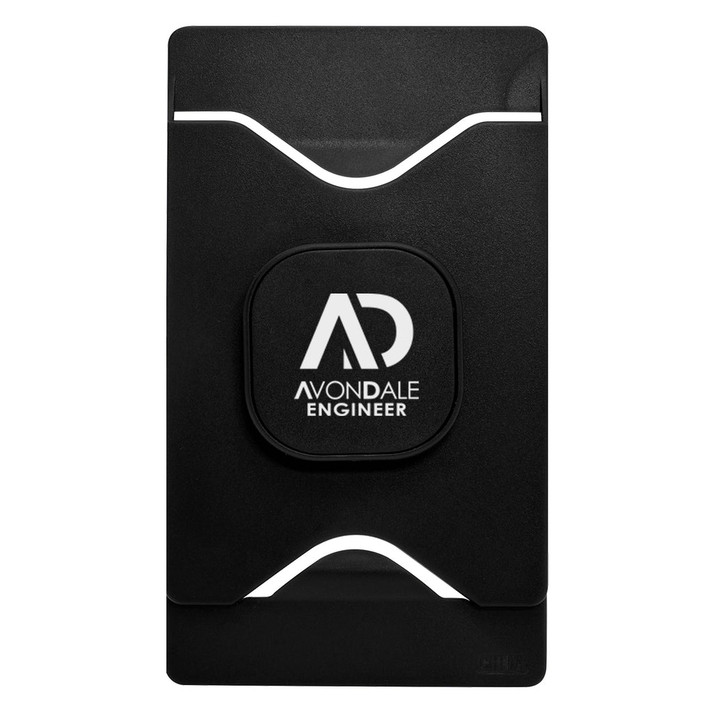 Alliance Phone Stand and Card Wallet - Black - Silk Screen