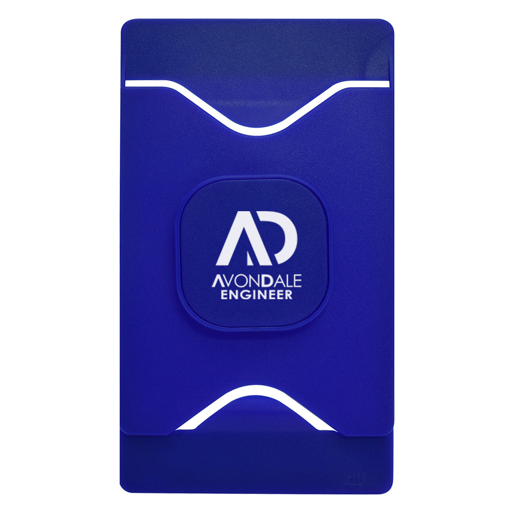 Alliance Phone Stand and Card Wallet - Blue - Silk Screen