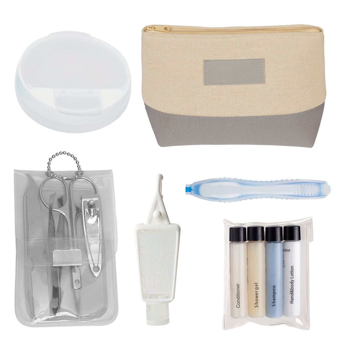 Allure Travel Kit with Cosmetic Bag - Gray