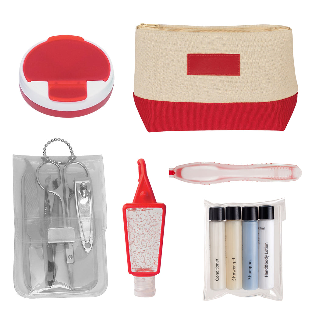 Allure Travel Kit with Cosmetic Bag - Red