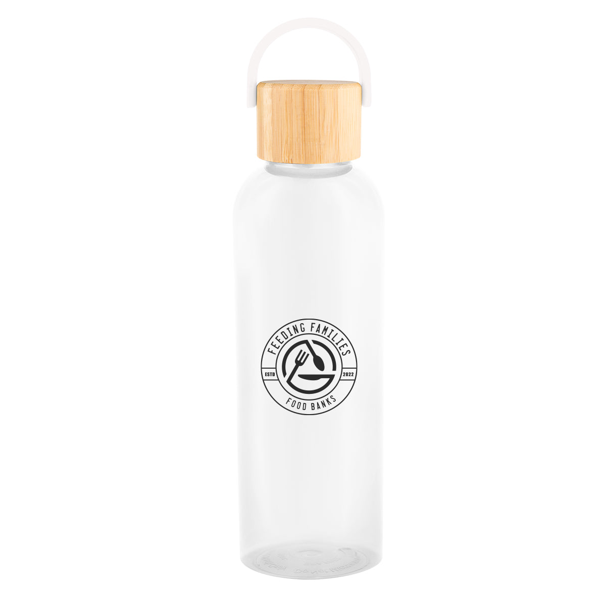 Ally Bottle with Bamboo Lid and Carry Handle, 20 oz - Clear - Silk Screen