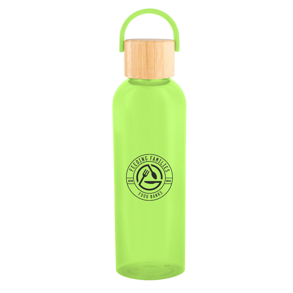Ally Bottle with Bamboo Lid and Carry Handle, 20 oz - Lime Green - Silk Screen