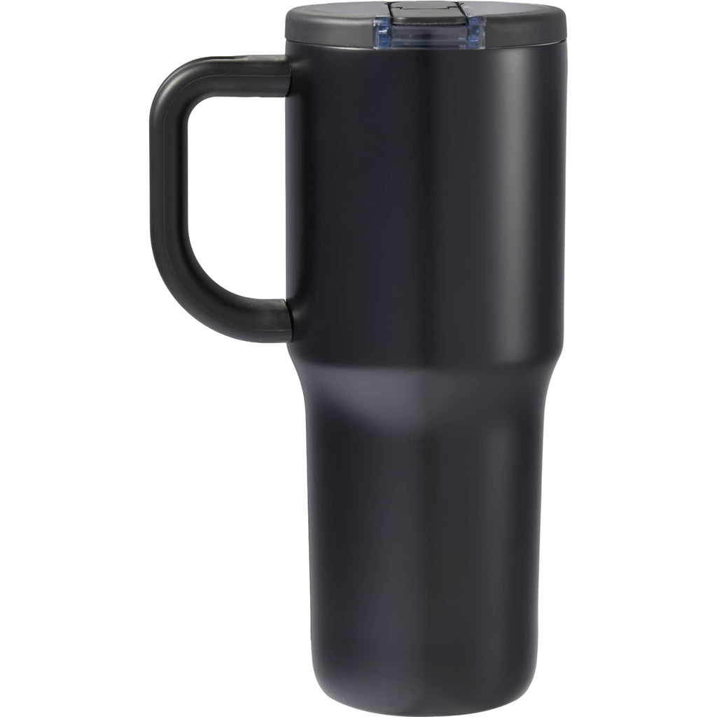 Alpine Insulated Travel Mug with Flip Straw, 30 oz - Black - Back