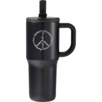 Alpine Insulated Travel Mug with Flip Straw, 30 oz - Black - Front