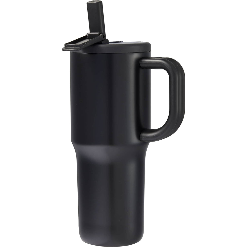 Alpine Insulated Travel Mug with Flip Straw, 30 oz - Black - Left Angle