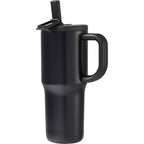Alpine Insulated Travel Mug with Flip Straw, 30 oz - Black - Left Angle