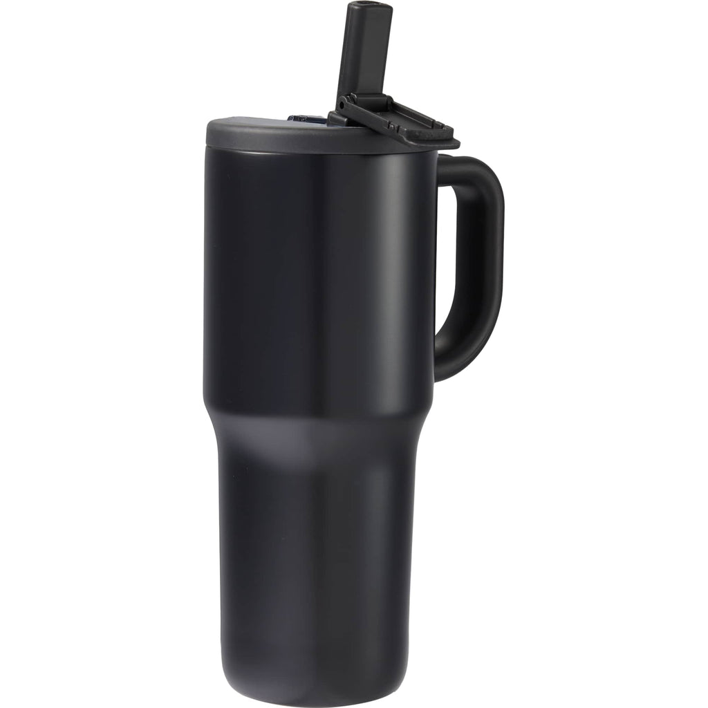 Alpine Insulated Travel Mug with Flip Straw, 30 oz - Black - Right Angle