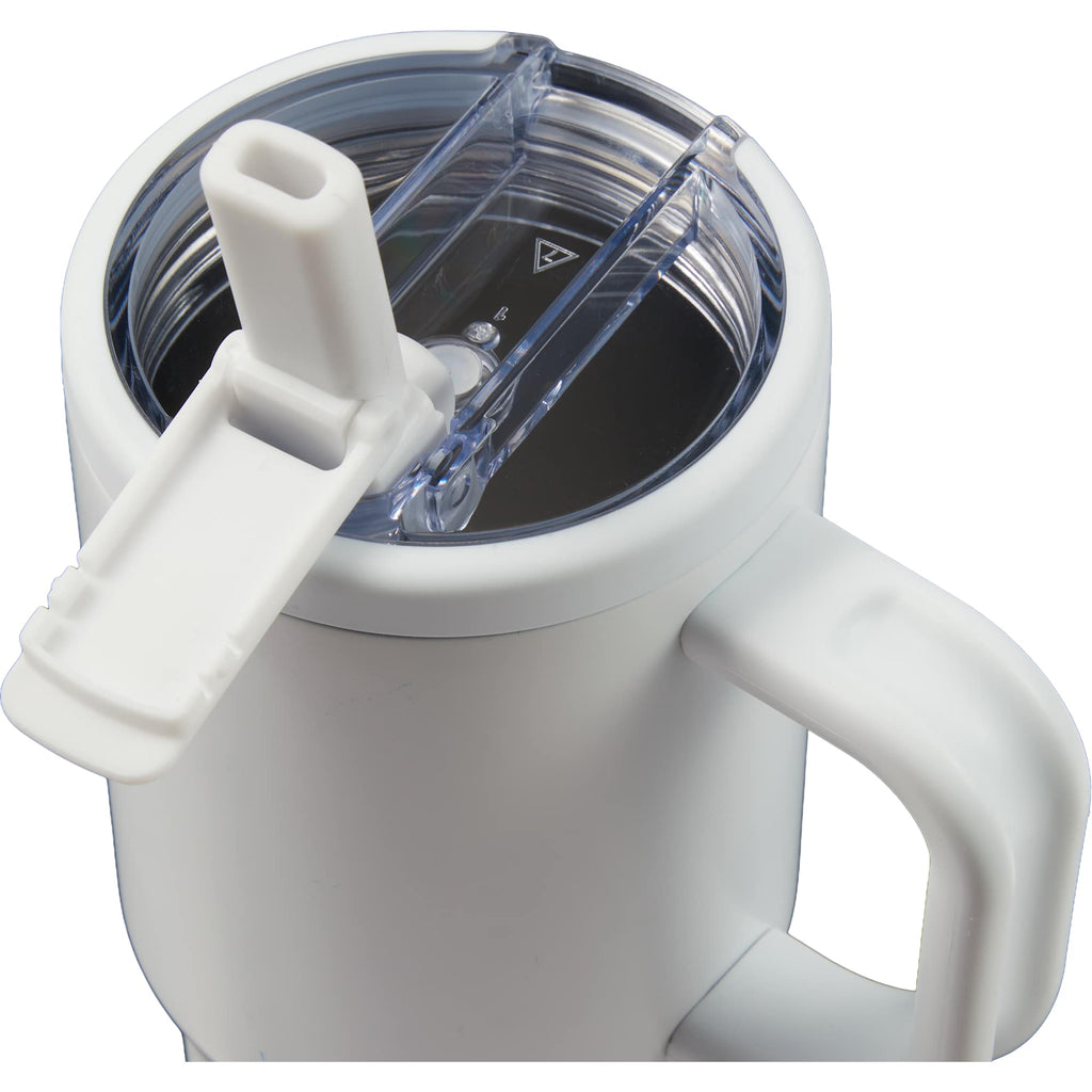 Alpine Insulated Travel Mug with Flip Straw, 30 oz - White - Detail