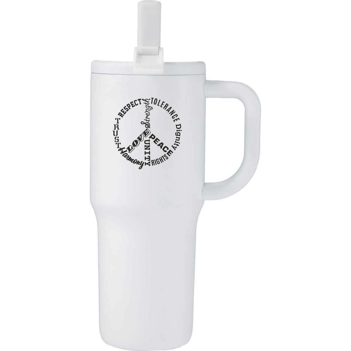 Alpine Insulated Travel Mug with Flip Straw, 30 oz - White - Front