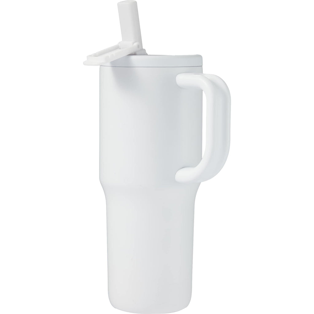 Alpine Insulated Travel Mug with Flip Straw, 30 oz - White - Left Angle