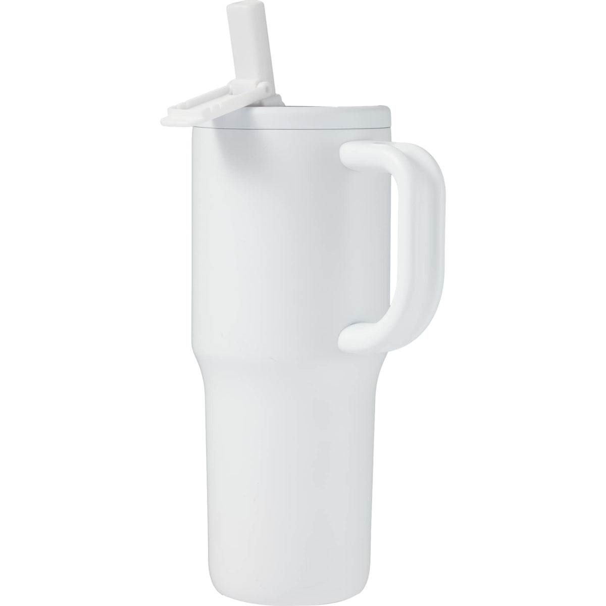 Alpine Insulated Travel Mug with Flip Straw, 30 oz - White - Left Angle