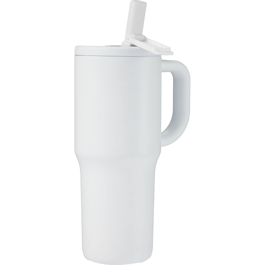 Alpine Insulated Travel Mug with Flip Straw, 30 oz - White - Right Angle