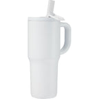 Alpine Insulated Travel Mug with Flip Straw, 30 oz - White - Right Angle