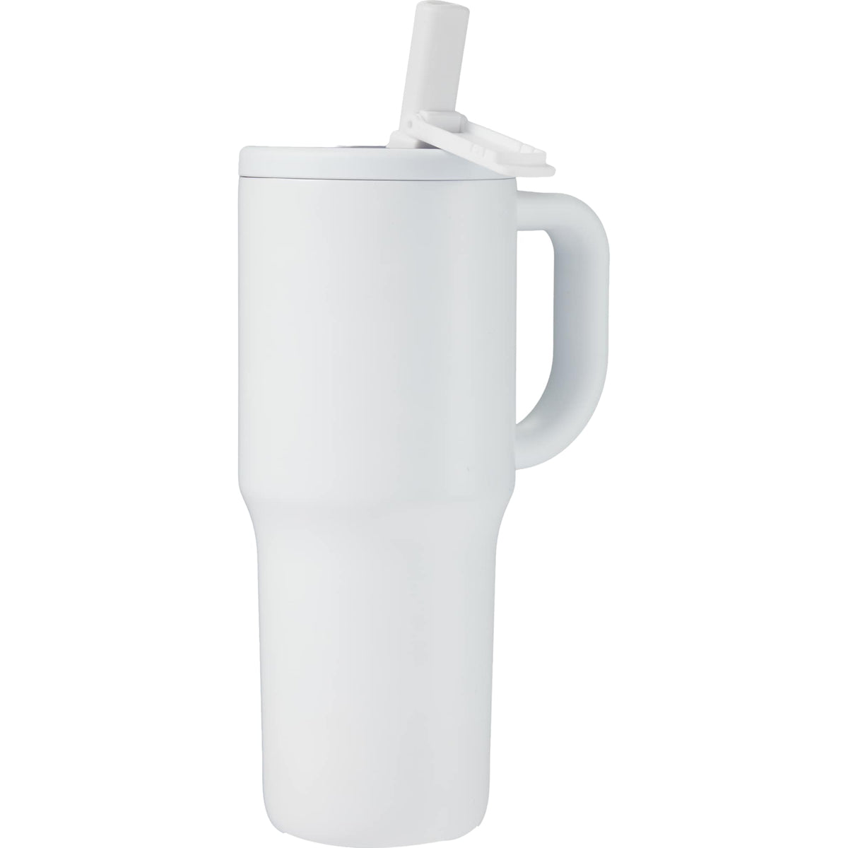 Alpine Insulated Travel Mug with Flip Straw, 30 oz - White - Right Angle